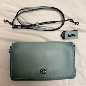 Coach Genuine Leather Crossbody Clutch w/ Western Heart Print on Interior